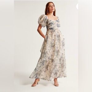 Abercrombie Emerson Drama Bow-Back Gown Cream Floral